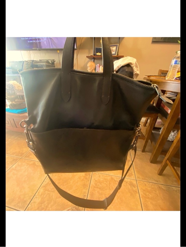 Coach Black Leather Tote With Detachable Shoulder Strap